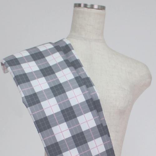 C0118　灰色+ピンク　チェック柄生地