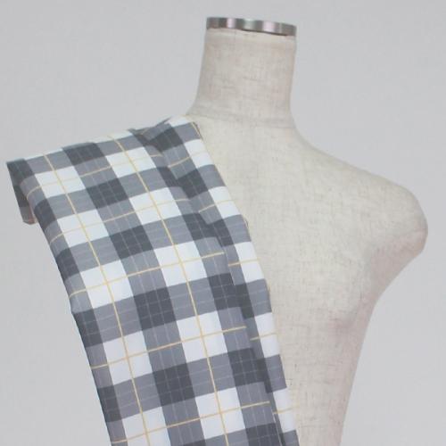 C0119　灰色+黄　チェック柄生地