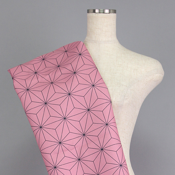 C0231　紅梅色ベース　麻の葉模様生地