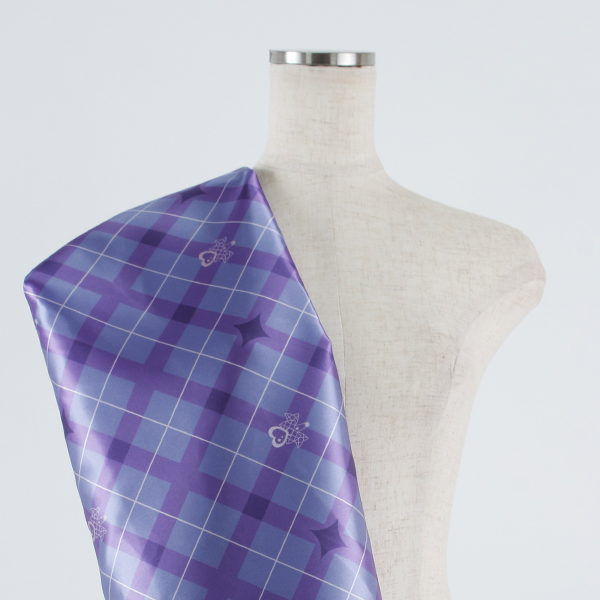 C0503　斜め紫チェック柄生地
