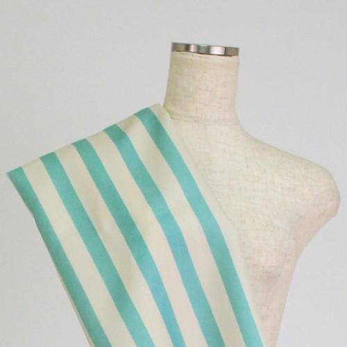 C0198　パステル緑×クリーム　ストライプ柄生地