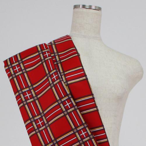 C0077　赤色　チェック柄生地