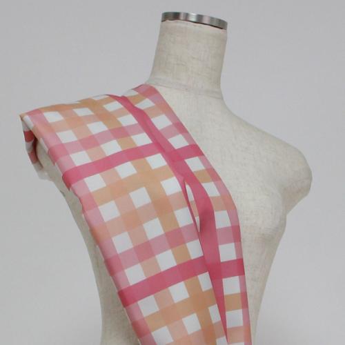 C0122　クリームベースピンク　チェック柄生地