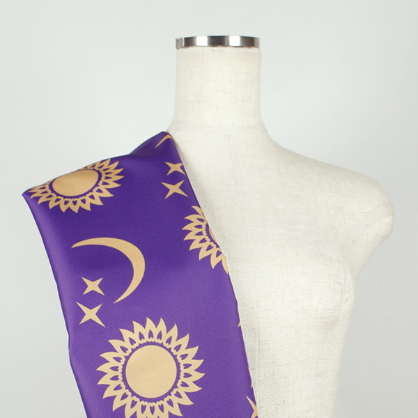 C0677　紫ベース太陽と月柄生地