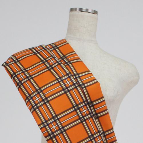 C0079　オレンジ色　チェック柄生地