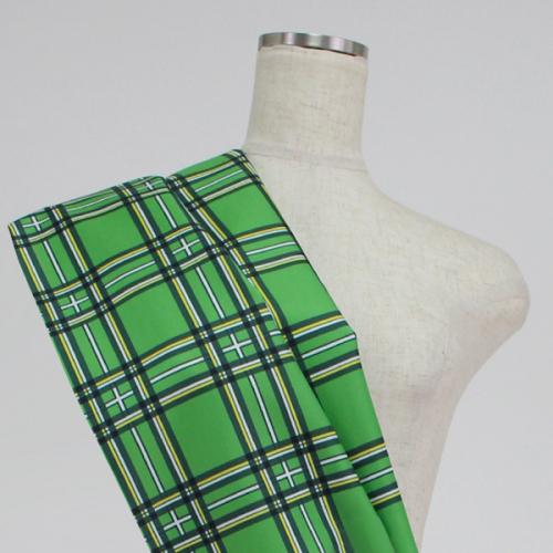 C0080　黄緑色　チェック柄生地