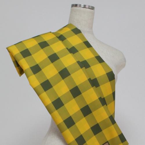 C0128　黄色　チェック柄生地