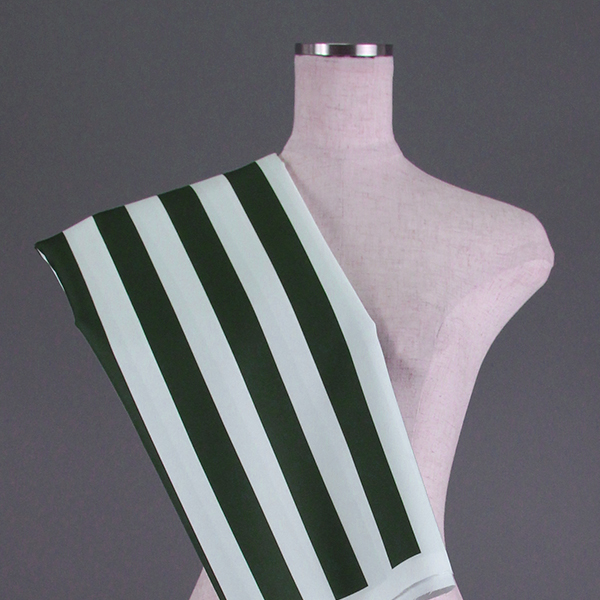 C0278　緑×白　ストライプ柄生地