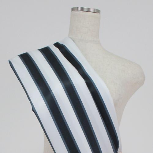 C0086　白×黒×グレー　ストライプ柄生地