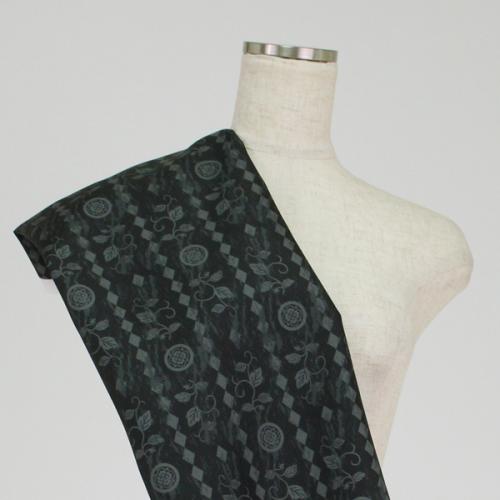 C0203　黒ベース唐草×ダイヤ　和風柄生地ver.2