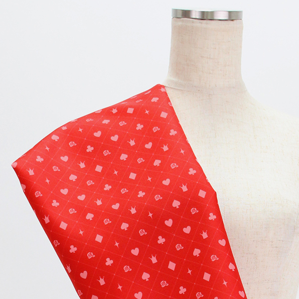 C0287　赤×ピンク　モノグラム柄生地