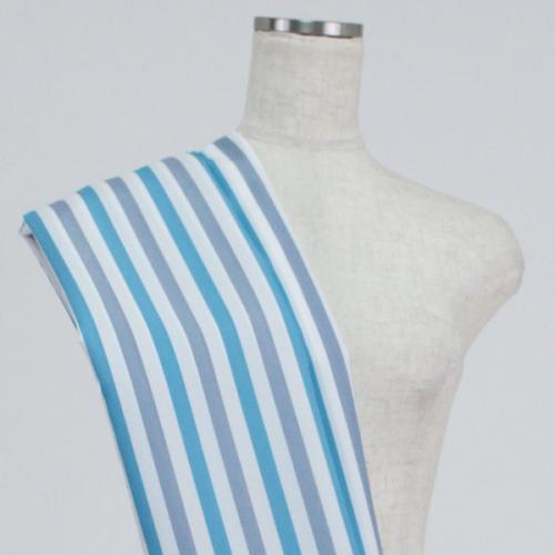 C0132　水色+グレー+白　ストライプ柄生地