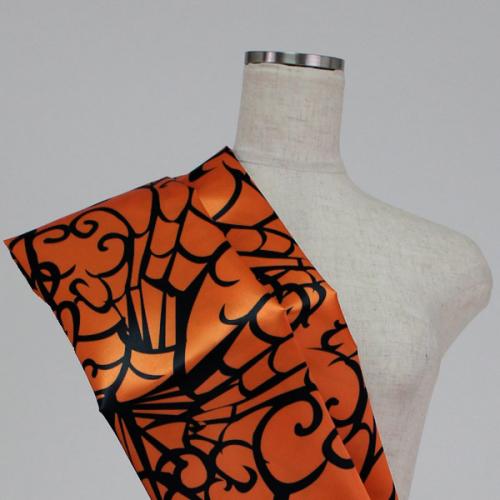 C0089　オレンジベース　くもの巣柄生地