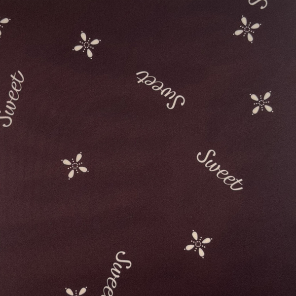 C0512　茶色ベースsweetロゴ柄生地