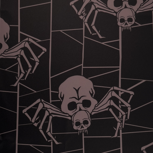 C0516　濃灰ベース蜘蛛の巣柄生地