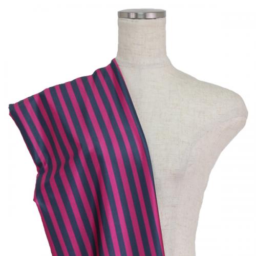 C0134　ピンク+濃紺　ストライプ柄生地