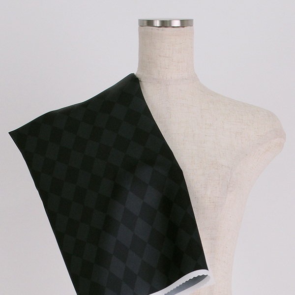 C0292　グレー×黒　ダイヤ柄生地