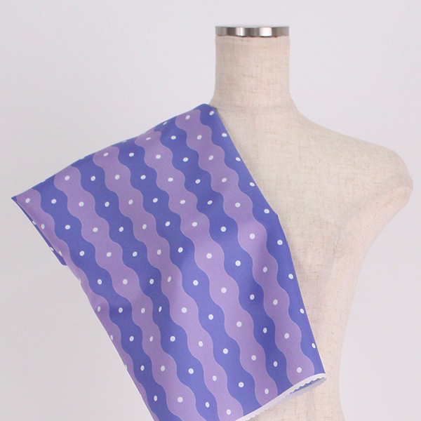 C0295　紫ベース　波線＆水玉柄生地