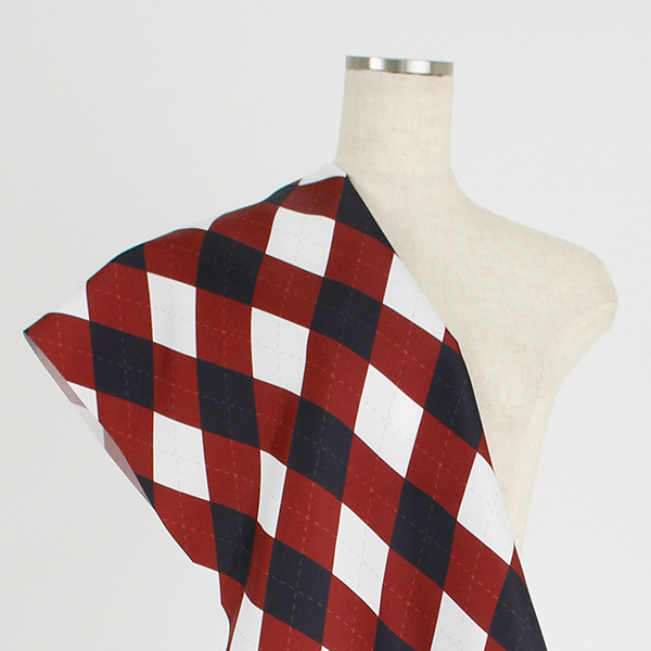 C0405　赤×黒×白　アーガイルチェック柄生地