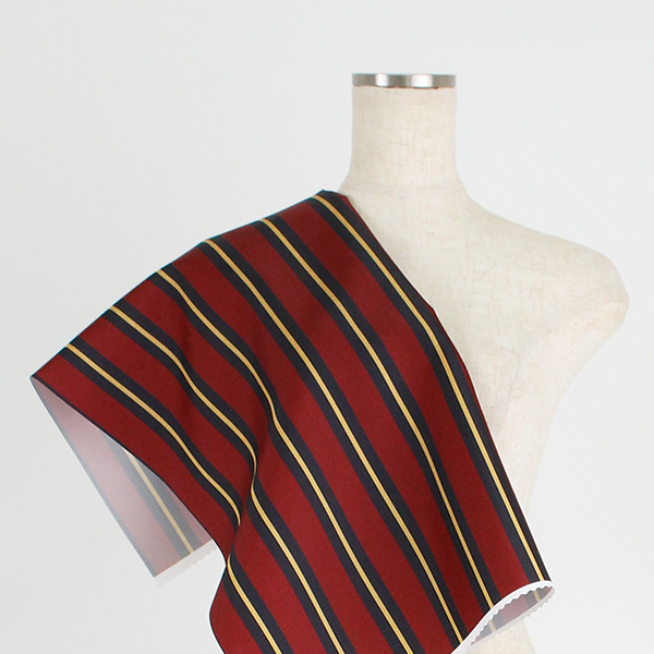 C0406　臙脂×黄　ストライプ柄生地