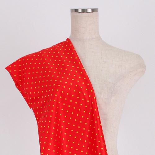 C0296　赤×黄色水玉柄生地