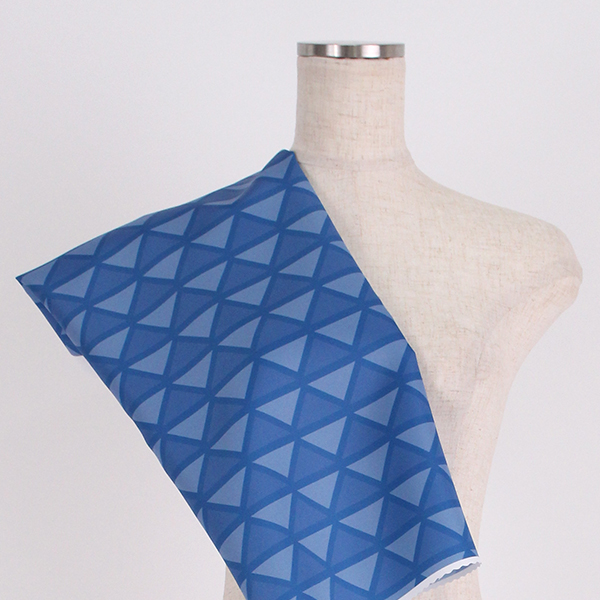 C0297　青×水色　幾何学柄生地