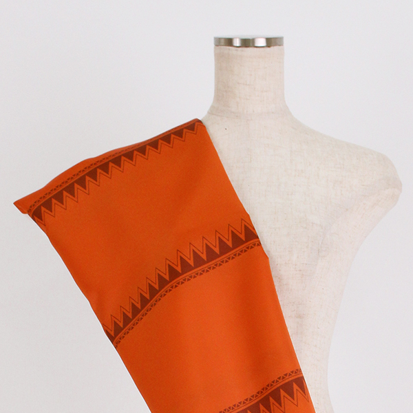 C0298　オレンジ×茶　幾何学柄生地