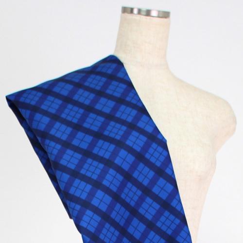 C0139　青　チェック柄生地