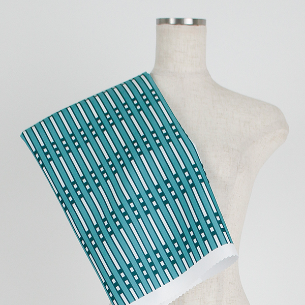 C0376　ピーコックグリーン　チェック柄生地