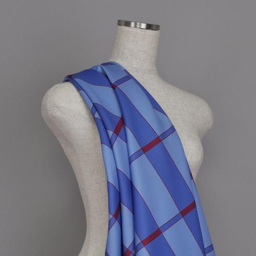 C0004　青ベース　チェック柄生地