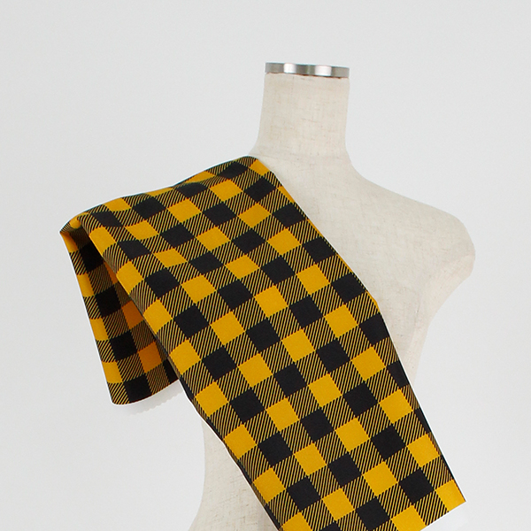 C0409　黄色　ギンガムチェック柄生地