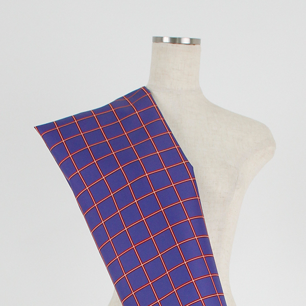 C0410　紫×赤　チェック柄生地