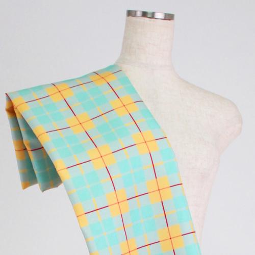 C0148　黄+水色　チェック柄生地