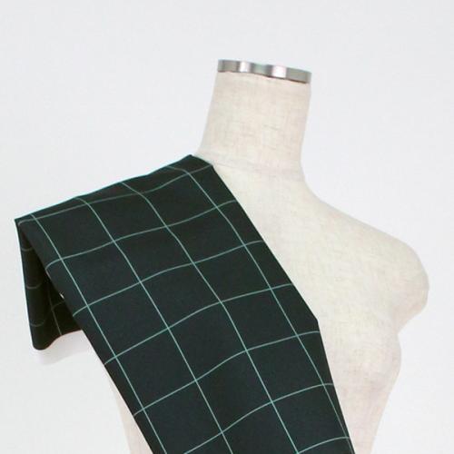 C0210　黒×緑　格子柄生地