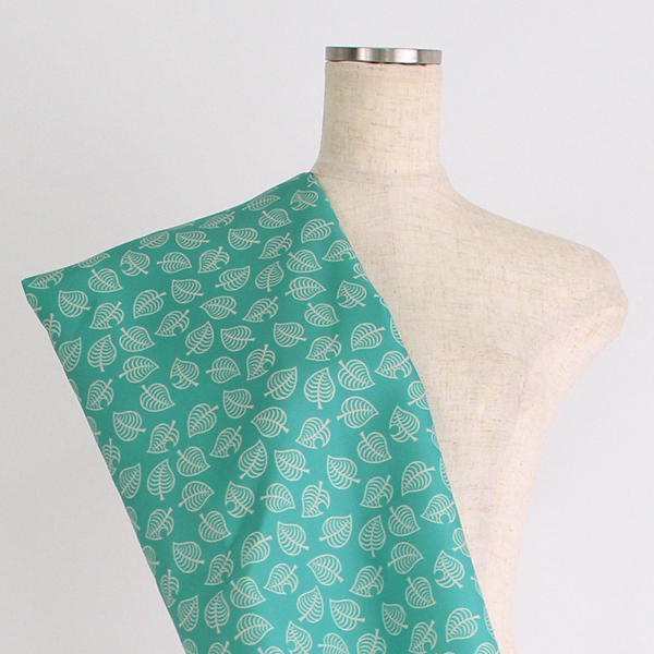 C0301　緑ベース　葉っぱ柄生地