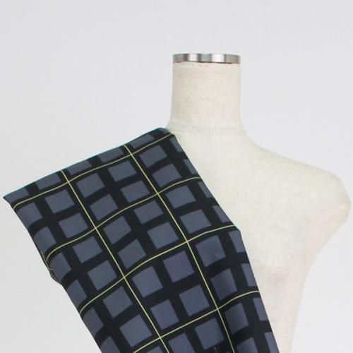 C0154　グレー+黒+黄　チェック柄生地