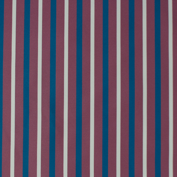 C0524　赤ベース青×クリーム色ストライプ柄生地