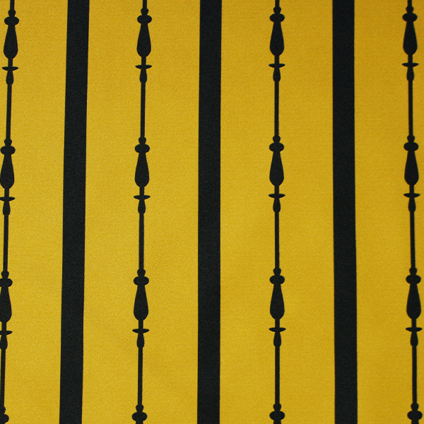 C0522　黄色×黒太ストライプ柄生地