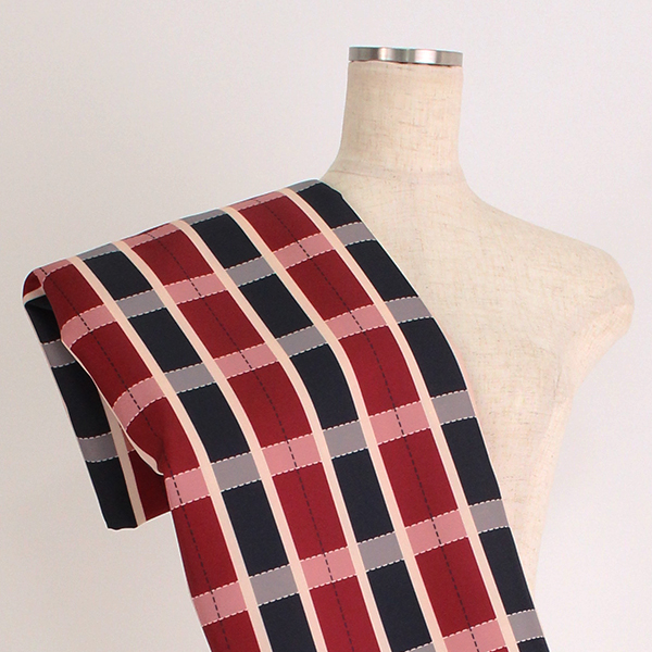 C0312　赤×黒　チェック柄生地