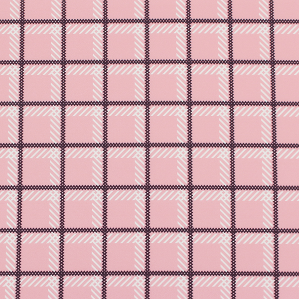 C0542　ピンクベース黒×白チェック柄生地