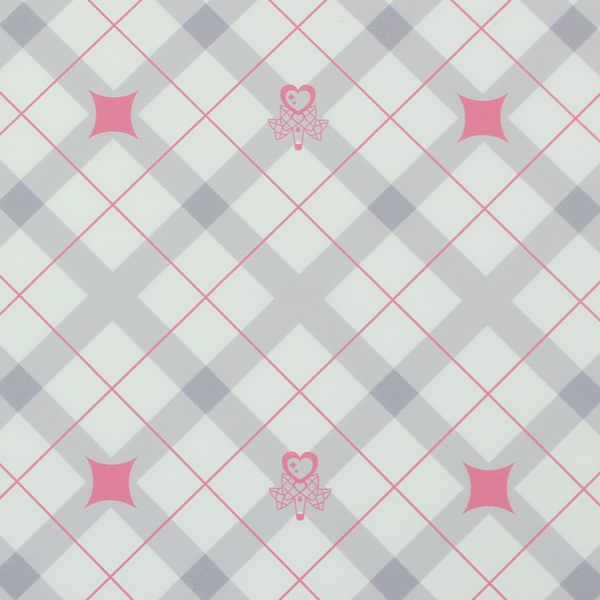 C0546　斜め白×灰色チェック柄生地