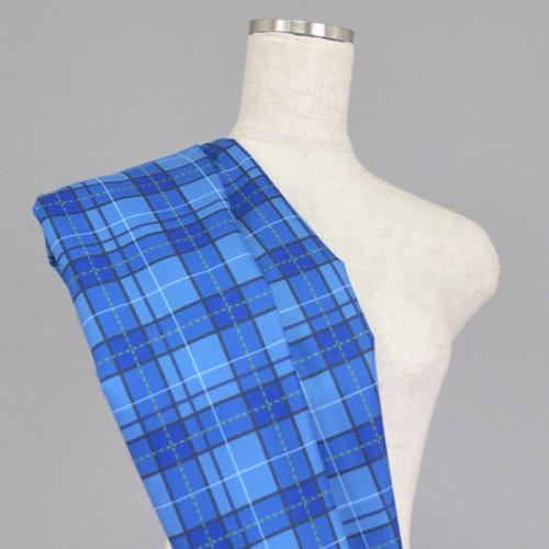 C0059　青ベース　チェック柄生地