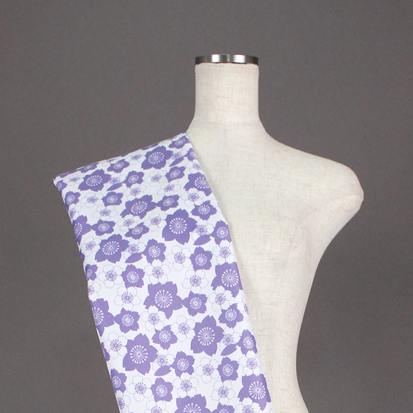 C0414　紫②　桜柄生地