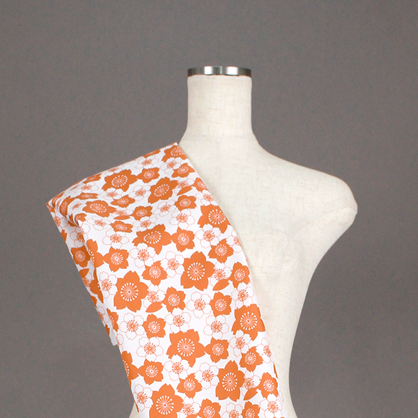 C0420　オレンジ②　桜柄生地