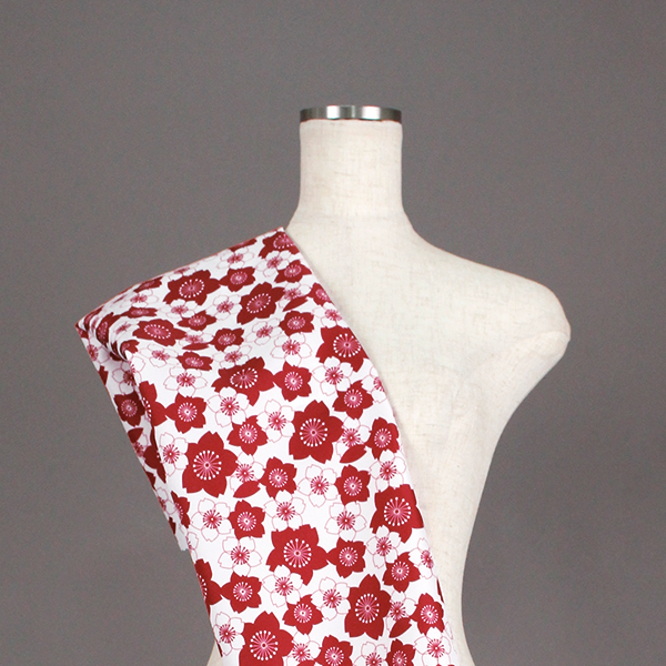 C0431　赤②　桜柄生地