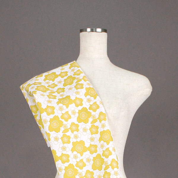 C0433　黄色①　桜柄生地