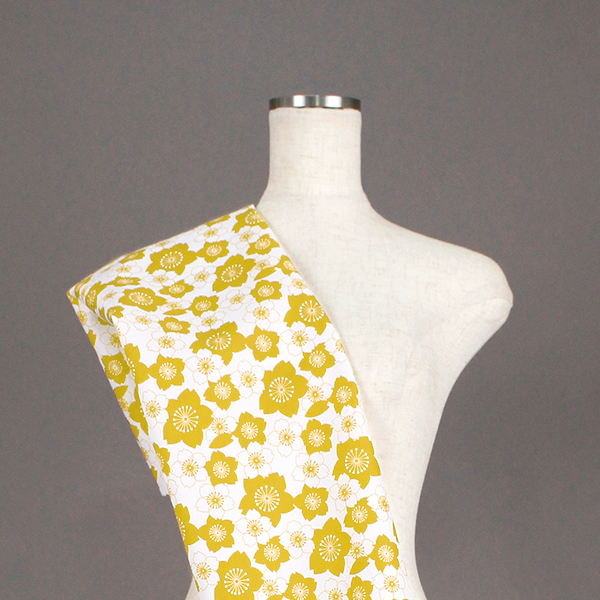 C0434　黄色②　桜柄生地