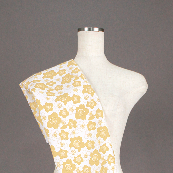 C0435　黄色③　桜柄生地