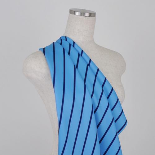 C0018　青×水色　ストライプ柄生地