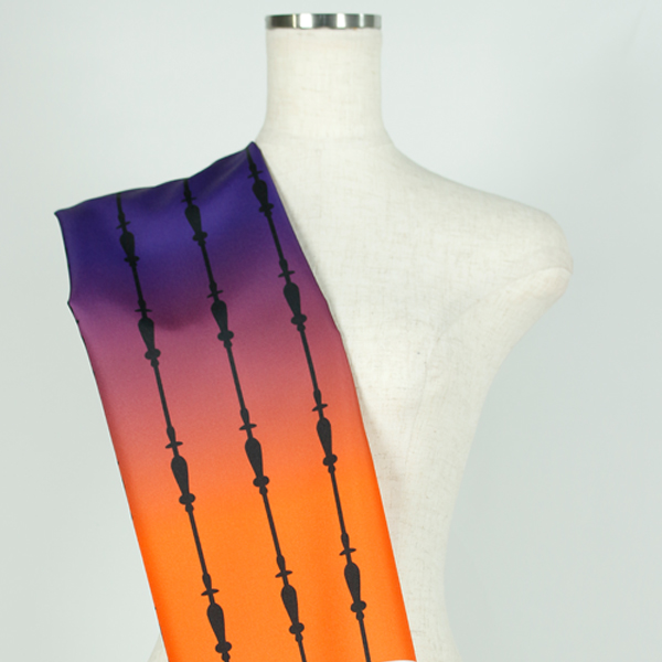 C0550　オレンジ×紫グラデストライプ柄生地